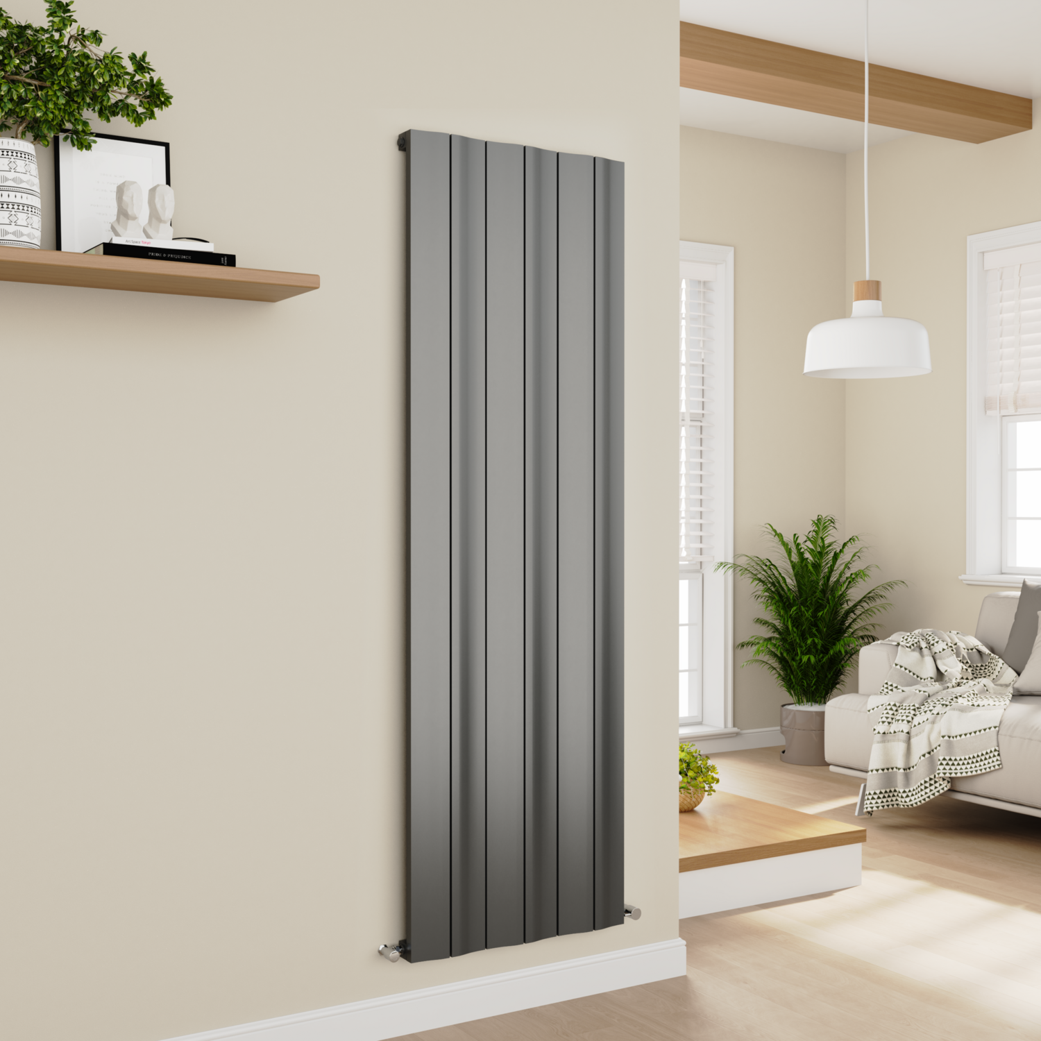 Vertical Wave Designer Aluminium Radiator 1800x565mm Single Panel 4508 BTU