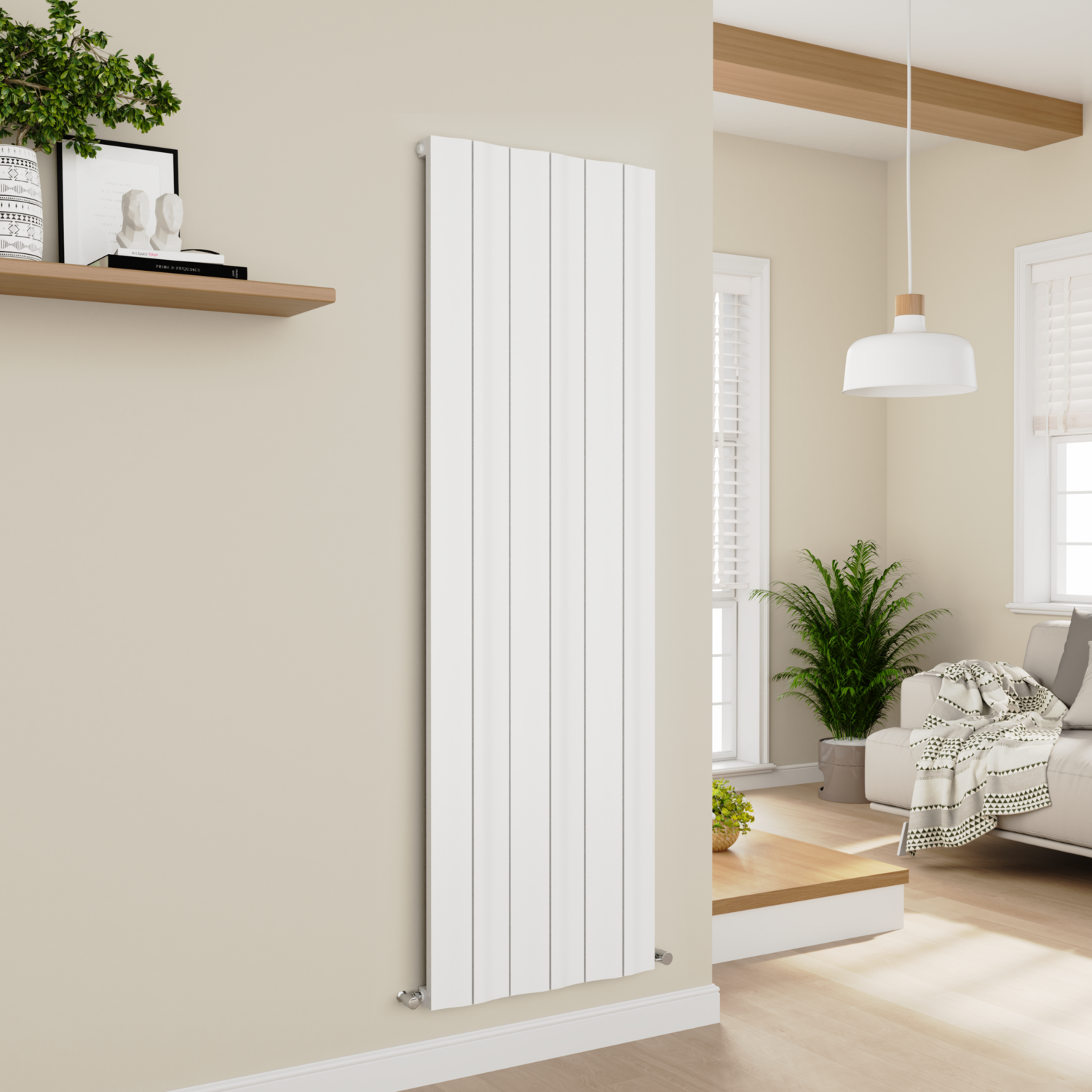 Vertical Wave Designer Aluminium Radiator 1800x565mm Single Panel 4508 BTU