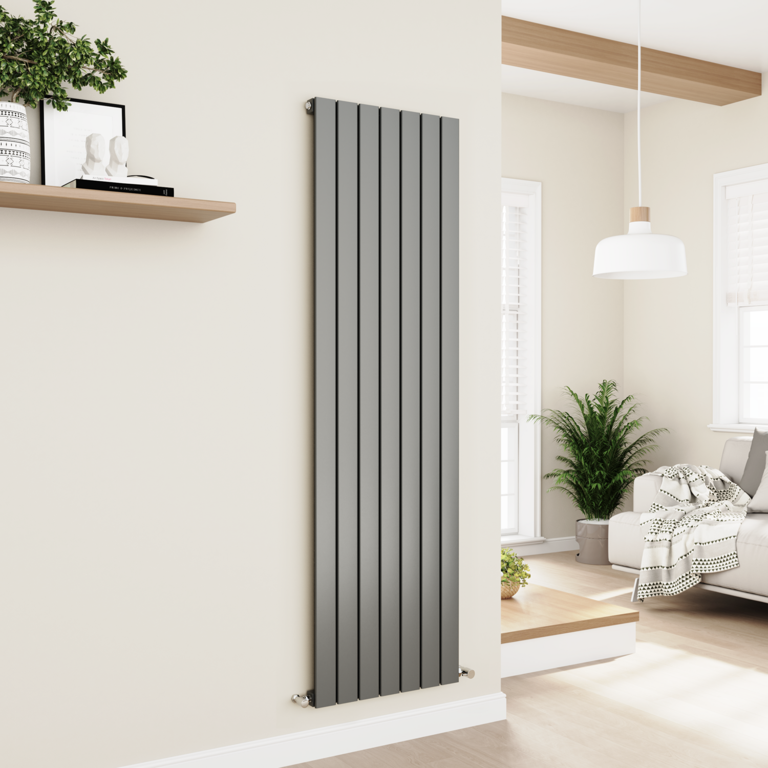 Vertical Flat Designer Aluminium Radiator 1800x525mm Single Panel 3952 BTU