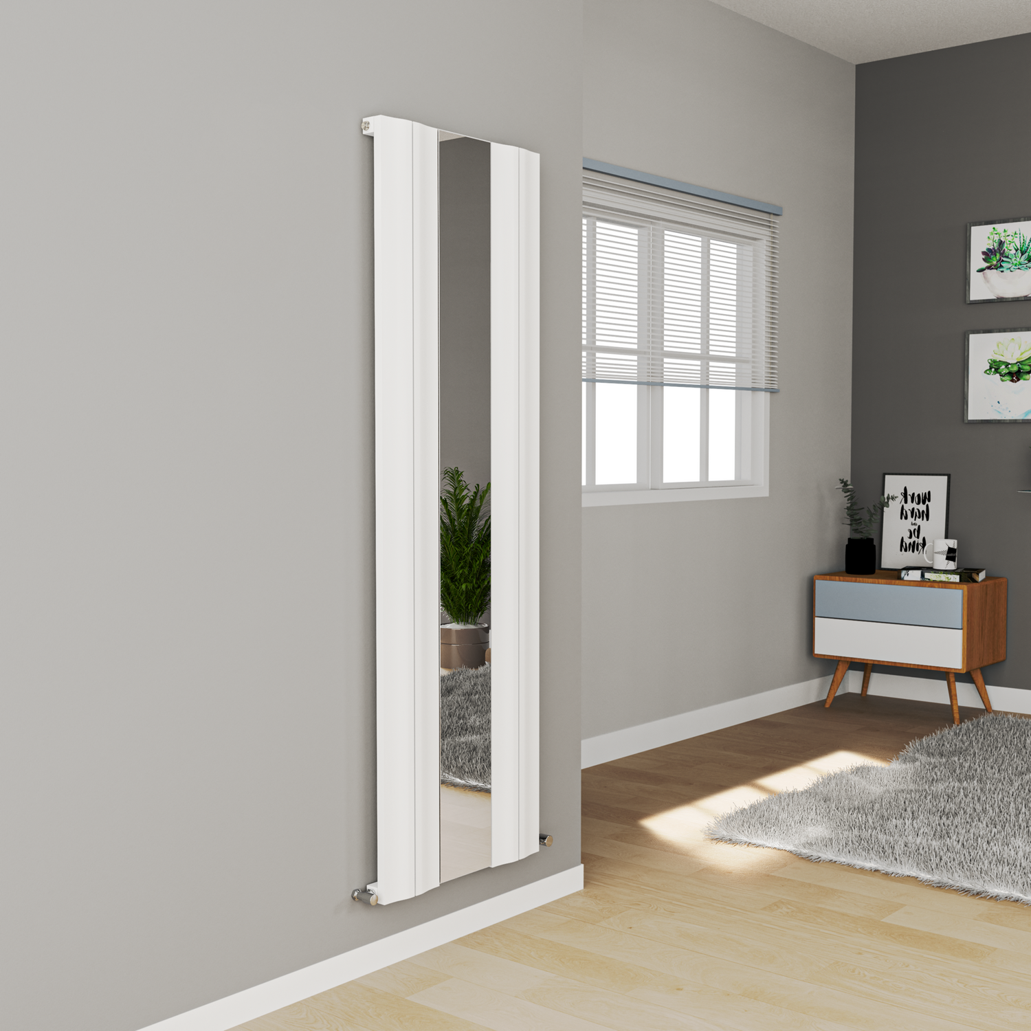 Eco Specchio White Vertical Wave Mirror Designer Aluminium Radiator ...