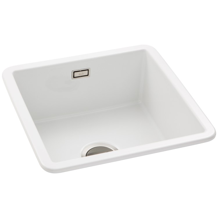 Abode Sandon Single Bowl Inset / Undermount White Ceramic Kitchen Sink