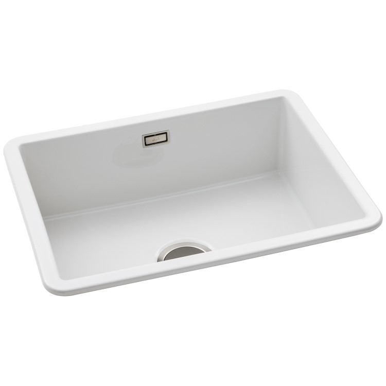 Abode Sandon Single Bowl Inset / Undermount White Ceramic Kitchen Sink