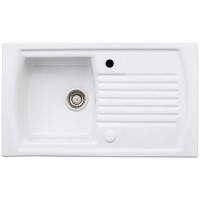 Abode Milford Single Bowl Inset White Ceramic Kitchen Sink
