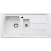 Abode Milford 1.5 Bowl Inset White Ceramic Kitchen Sink