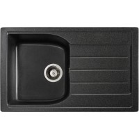 Abode Oriel Single Bowl Inset Black Granite Kitchen Sink