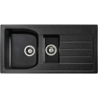 Abode Oriel 1.5 Bowl Inset Black Granite Kitchen Sink