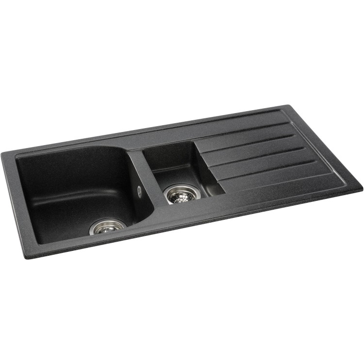 Abode Oriel 1.5 Bowl Inset Black Granite Kitchen Sink