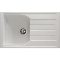Abode Oriel Single Bowl Inset White Granite Kitchen Sink