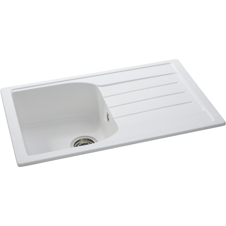 Abode Oriel Single Bowl Inset White Granite Kitchen Sink
