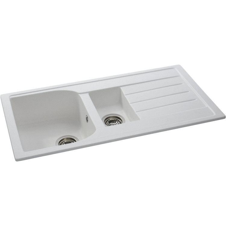 Abode Oriel 1.5 Bowl Inset White Granite Kitchen Sink