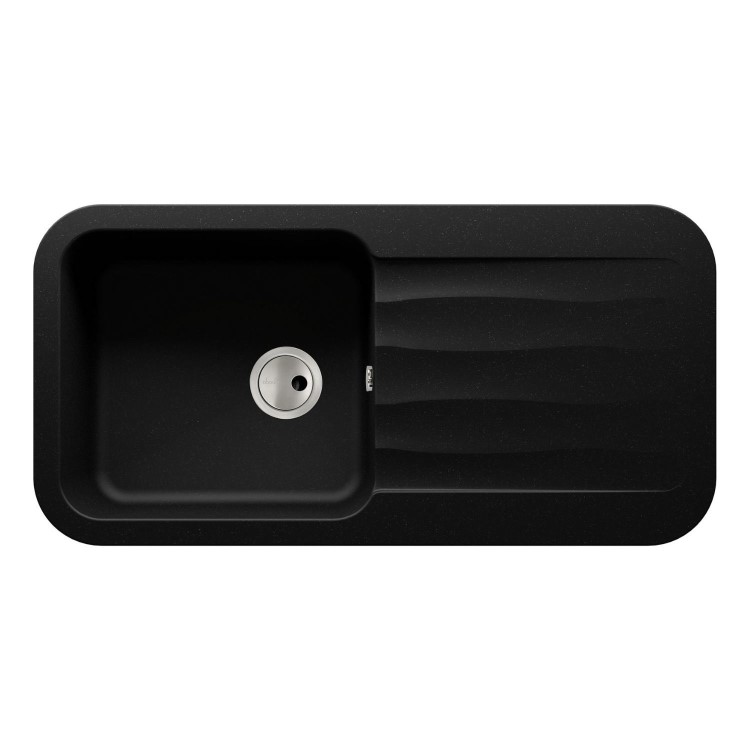 Abode Dune 1.0 Bowl Granite Kitchen Sink With Reversible Drainer - Matt Black