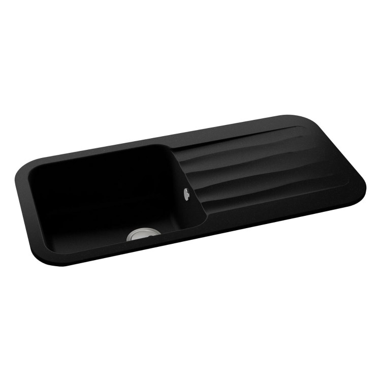 Abode Dune 1.0 Bowl Granite Kitchen Sink With Reversible Drainer - Matt Black