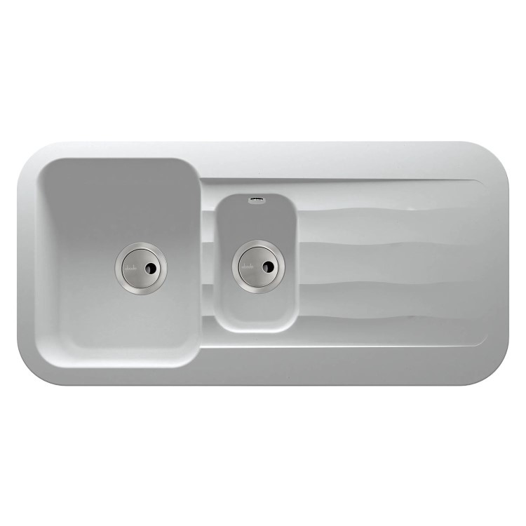 Abode Dune 1.5 Bowl Granite Kitchen Sink with Reversible Drainer - Frost White