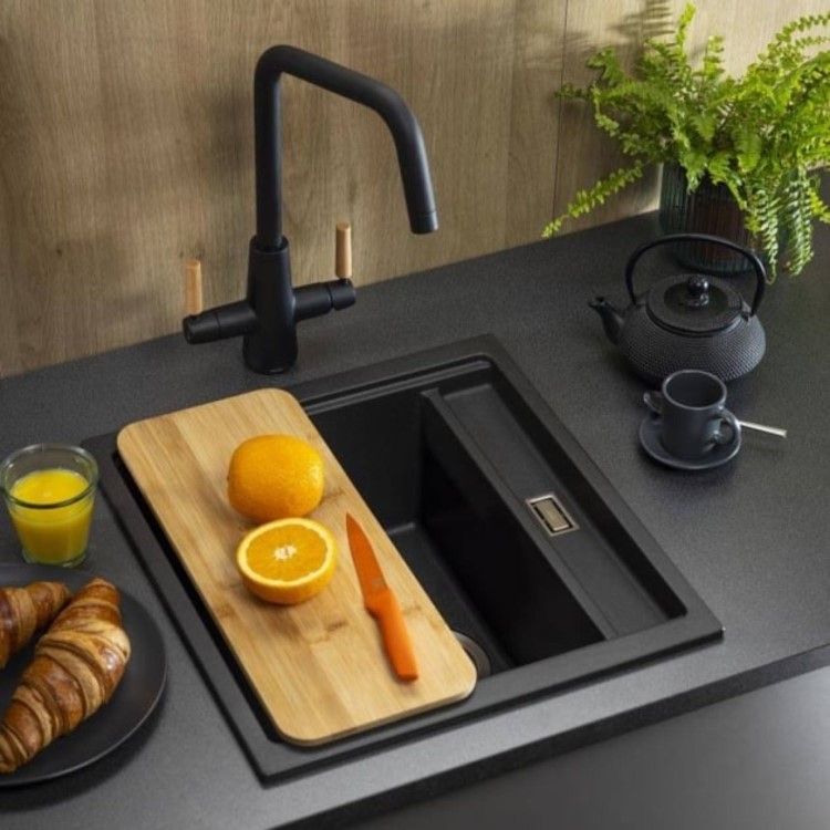 Abode Syncronist Compact 1.25 Bowl Inset/Undermount Kitchen Sink - Metallic Black