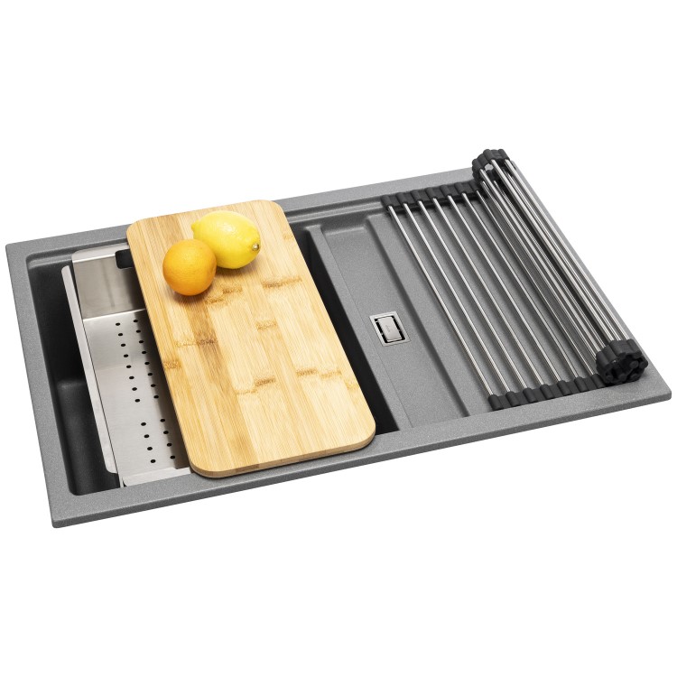 Abode Synchronist 1.25 Bowl Inset / Undermount Grey Granite Kitchen Sink