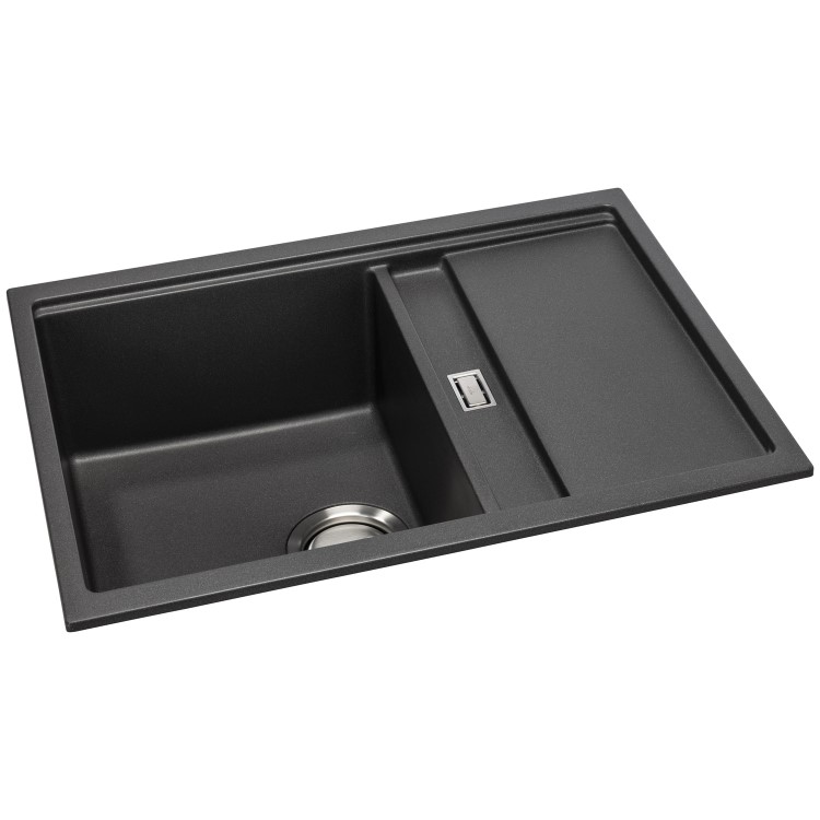 Abode Synchronist 1.25 Bowl Inset / Undermount Black Granite Kitchen Sink