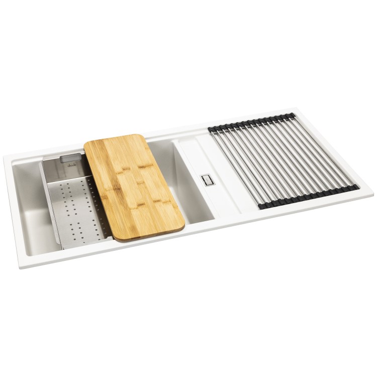 Abode Synchronist 1.25 Bowl Inset / Undermount White Granite Kitchen Sink