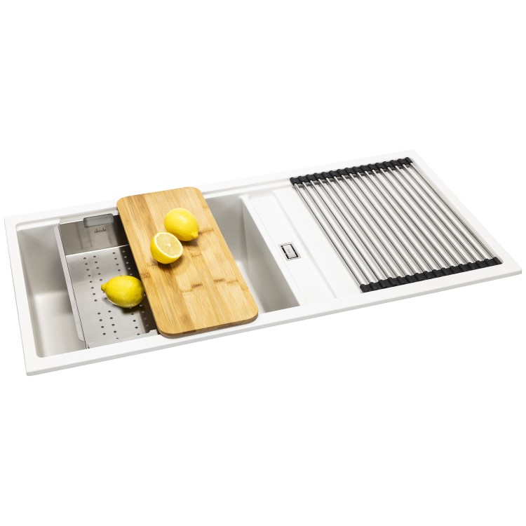 Abode Synchronist 1.25 Bowl Inset / Undermount White Granite Kitchen Sink