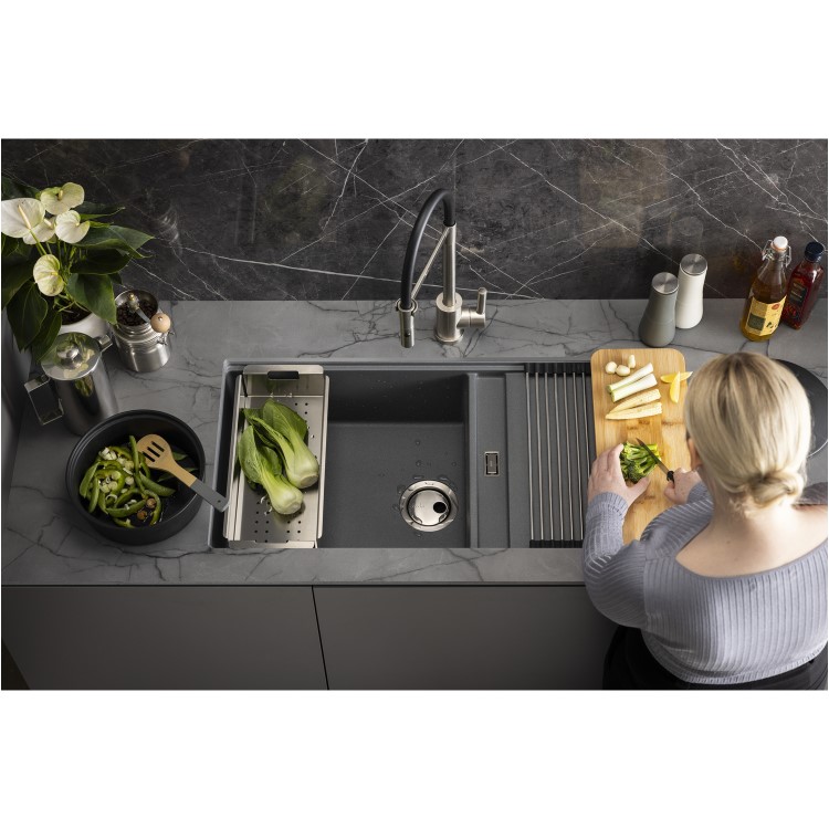 Abode Synchronist 1.25 Bowl Inset / Undermount Grey Granite Kitchen Sink