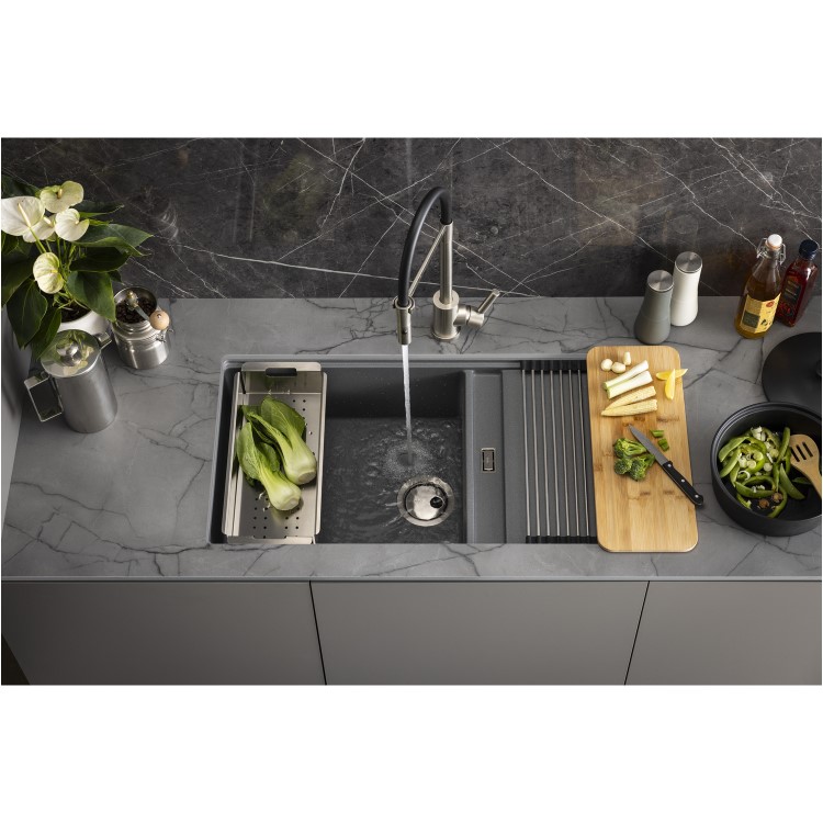 Abode Synchronist 1.25 Bowl Inset / Undermount Grey Granite Kitchen Sink