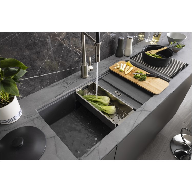 Abode Synchronist 1.25 Bowl Inset / Undermount Grey Granite Kitchen Sink