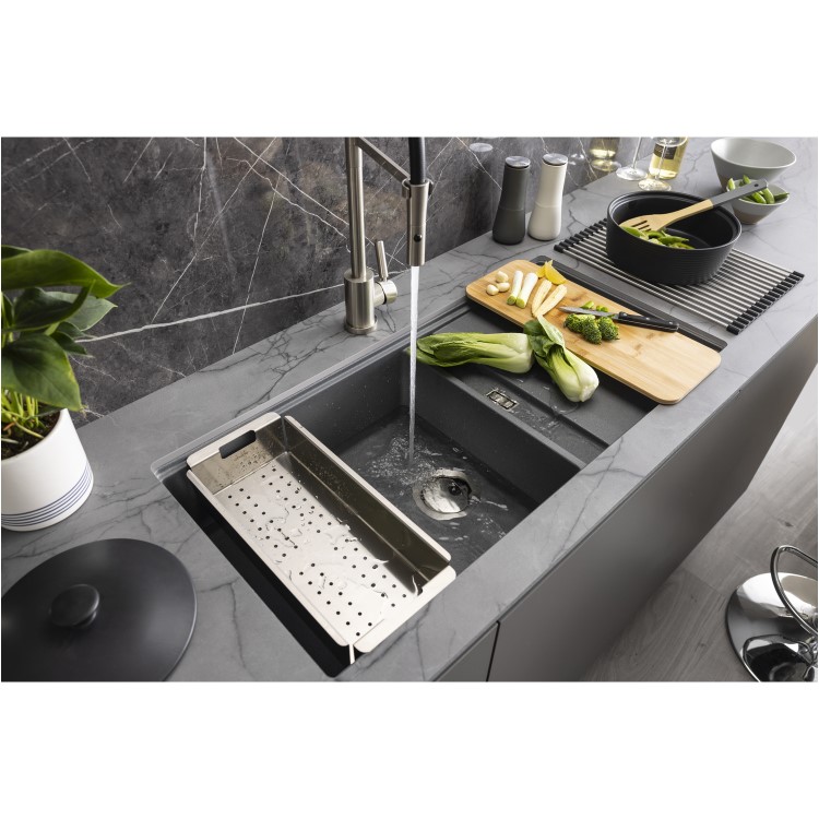 Abode Synchronist 1.25 Bowl Inset / Undermount Grey Granite Kitchen Sink