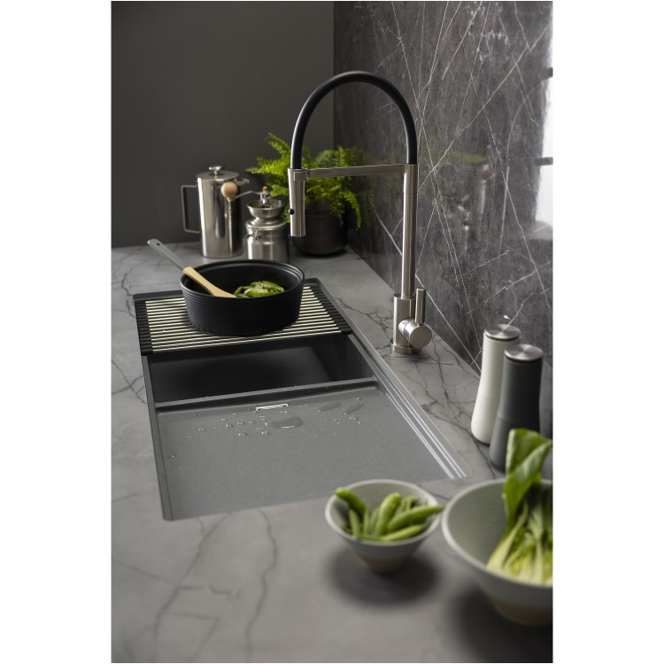 Abode Synchronist 1.25 Bowl Inset / Undermount Grey Granite Kitchen Sink