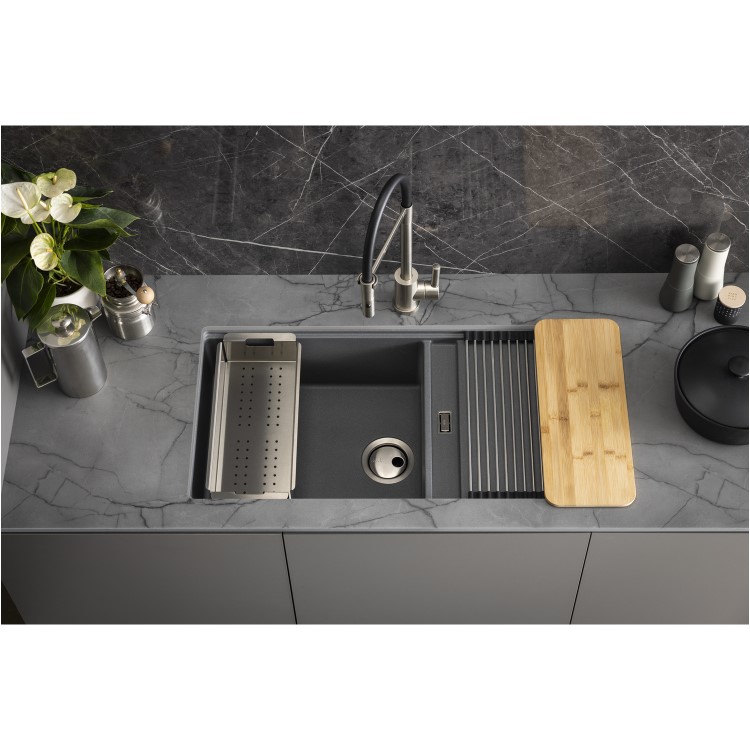 Abode Synchronist 1.25 Bowl Inset / Undermount Grey Granite Kitchen Sink