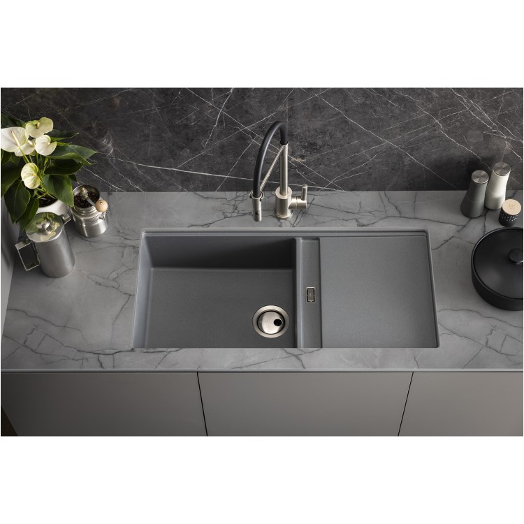 Abode Synchronist 1.25 Bowl Inset / Undermount Grey Granite Kitchen Sink