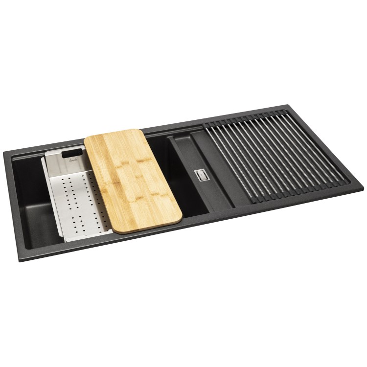 Abode Synchronist 1.25 Bowl Inset / Undermount Black Granite Kitchen Sink