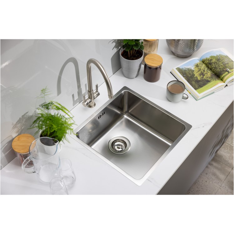 Abode Matrix R25 Single Bowl Inset / Undermount Brushed Stainless Steel Kitchen Sink