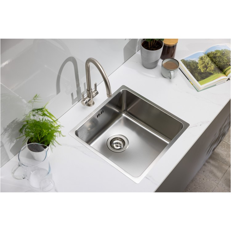 Abode Matrix R25 Single Bowl Inset / Undermount Brushed Stainless Steel Kitchen Sink