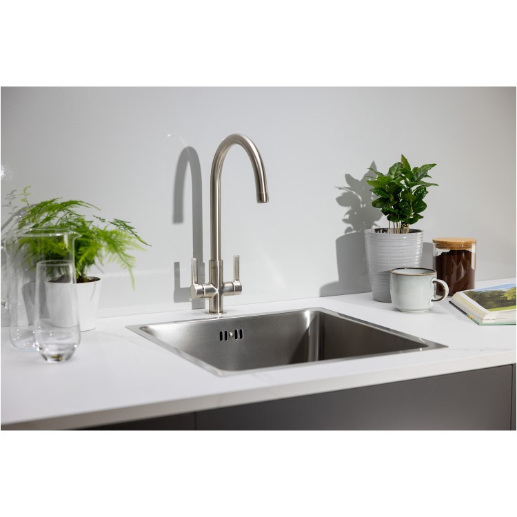 Abode Matrix R25 Single Bowl Inset / Undermount Brushed Stainless Steel Kitchen Sink