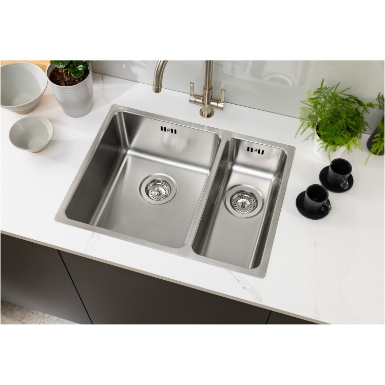 Abode Matrix R25 Left Hand 1.5 Bowl Inset / Undermount Brushed Stainless Steel Kitchen Sink