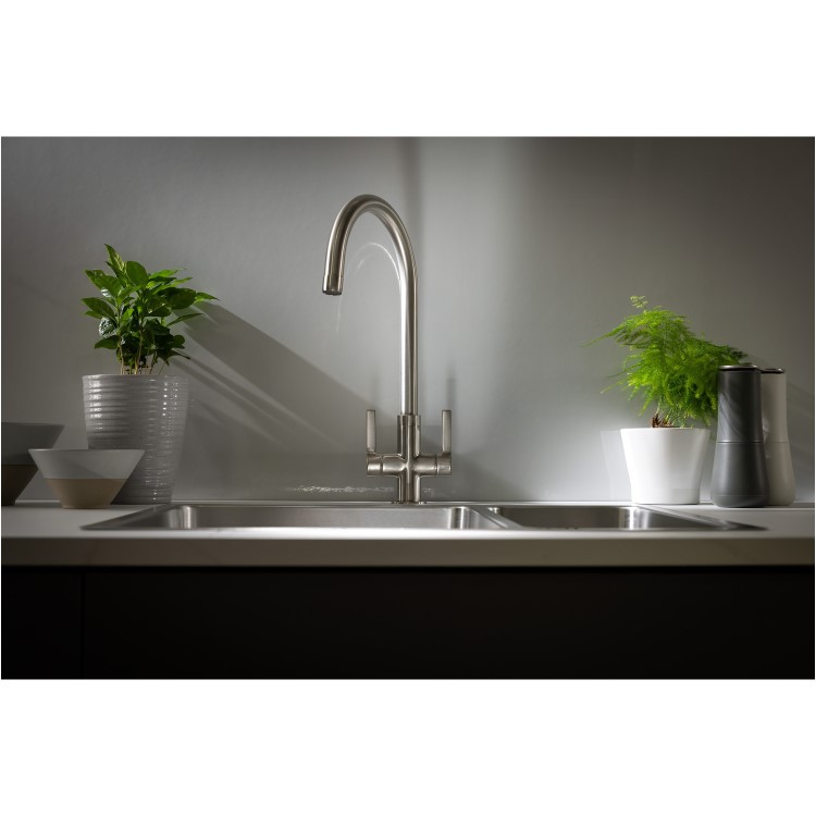 Abode Matrix R25 Left Hand 1.5 Bowl Inset / Undermount Brushed Stainless Steel Kitchen Sink