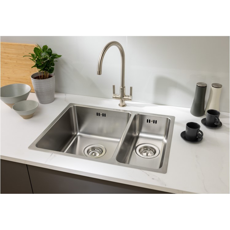 Abode Matrix R25 Left Hand 1.5 Bowl Inset / Undermount Brushed Stainless Steel Kitchen Sink