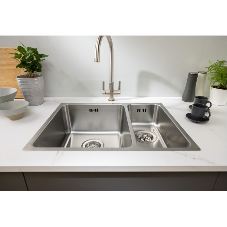 Abode Matrix R25 Left Hand 1.5 Bowl Inset / Undermount Brushed Stainless Steel Kitchen Sink