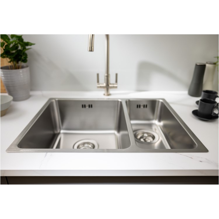 Abode Matrix R25 Left Hand 1.5 Bowl Inset / Undermount Brushed Stainless Steel Kitchen Sink