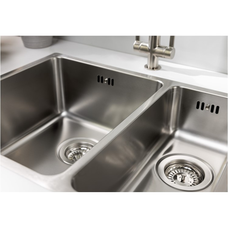Abode Matrix R25 Left Hand 1.5 Bowl Inset / Undermount Brushed Stainless Steel Kitchen Sink