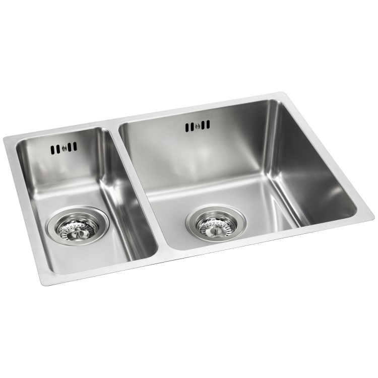 Abode Matrix R25 Right Hand 1.5 Bowl Inset / Undermount Brushed Stainless Steel Kitchen Sink