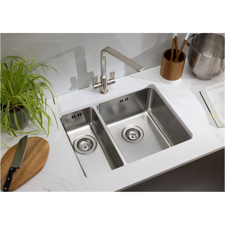 Abode Matrix R25 Right Hand 1.5 Bowl Inset / Undermount Brushed Stainless Steel Kitchen Sink