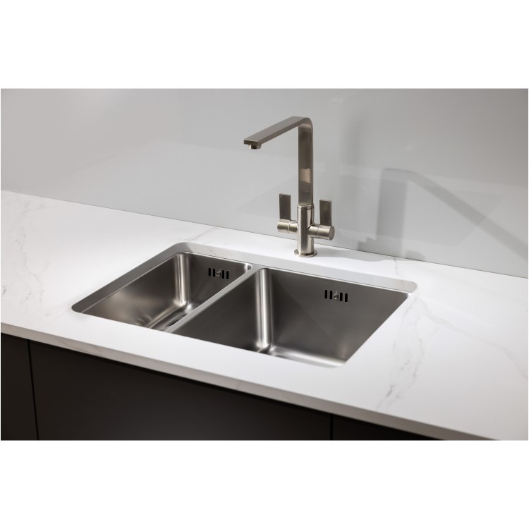 Abode Matrix R25 Right Hand 1.5 Bowl Inset / Undermount Brushed Stainless Steel Kitchen Sink