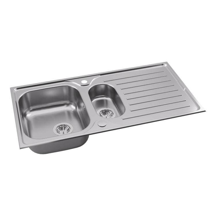 Abode Stria 1.5 Bowl Inset Stainless Steel Kitchen Sink