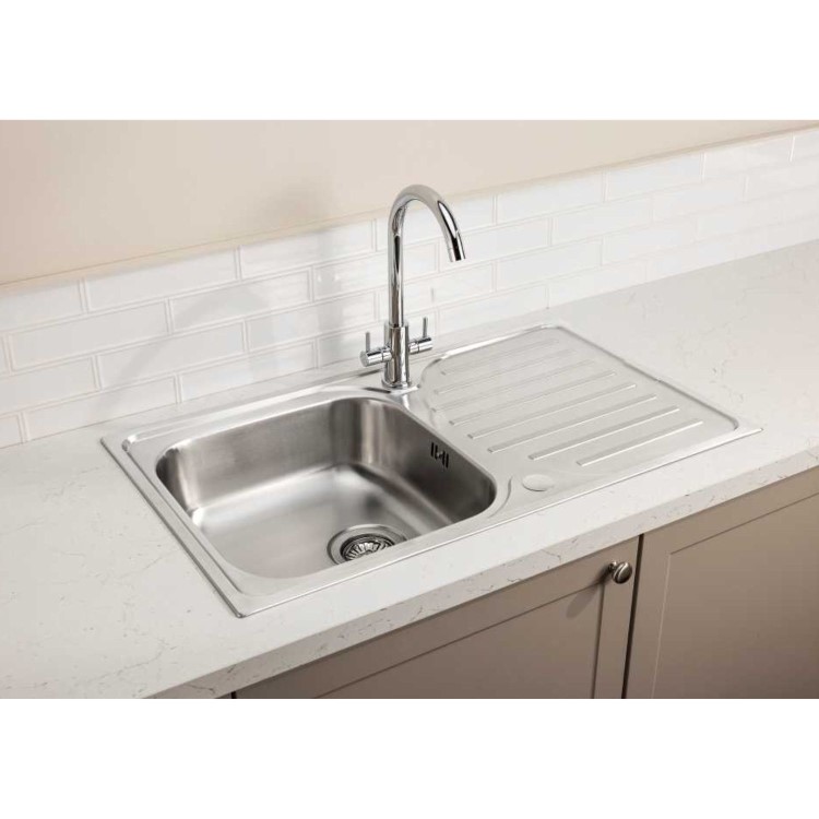 Abode Stria 1.0 Bowl Inset Stainless Steel Kitchen Sink with Marido Mixertap Chrome Tap Pack