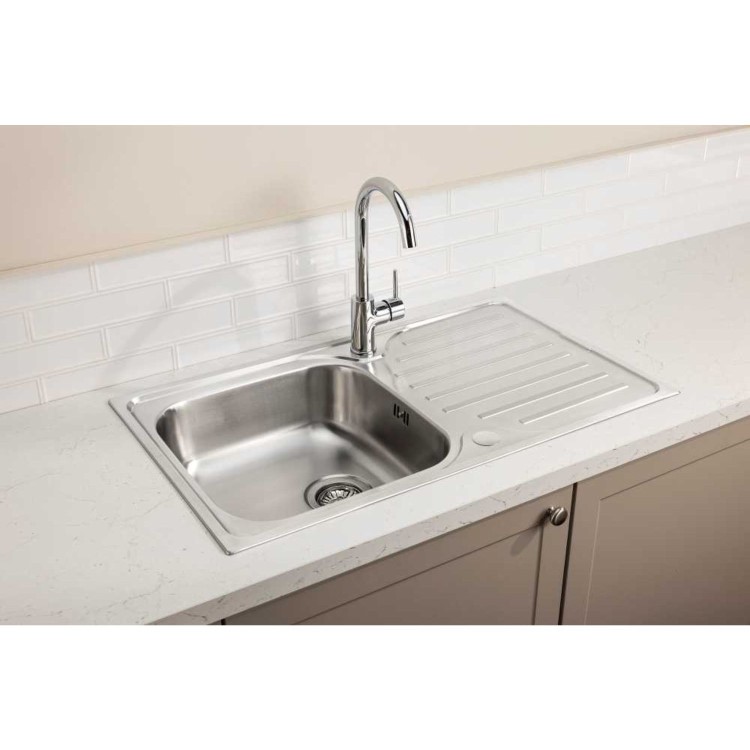 Abode Stria 1.0 Bowl Inset Stainless Steel Kitchen Sink with Nico Single Lever Chrome Tap Pack