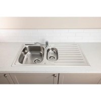Abode Stria 1.5 Bowl Inset Stainless Steel Kitchen Sink with Mini Hilton Chrome Tap Pack