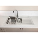 AW5191 Abode Stria 1.5 Bowl Inset Stainless Steel Kitchen Sink with Marido Mixertap Chrome Tap Pack