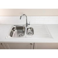 Abode Stria 1.5 Bowl Inset Stainless Steel Kitchen Sink with Nico Single Lever Chrome Tap Pack