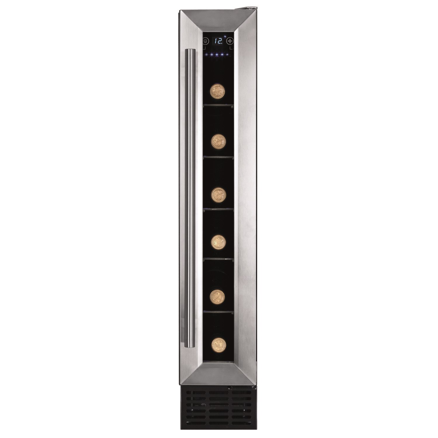 Amica 6 Bottle Capacity Single Zone Freestanding Under Counter Wine Cooler - Stainless Steel