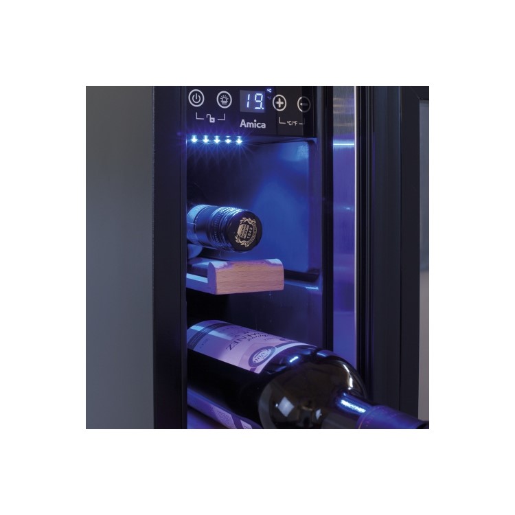 Refurbished Amica AWC150SS Freestanding 6 Bottle Single Zone Under Counter Wine Cooler Stainless Steel